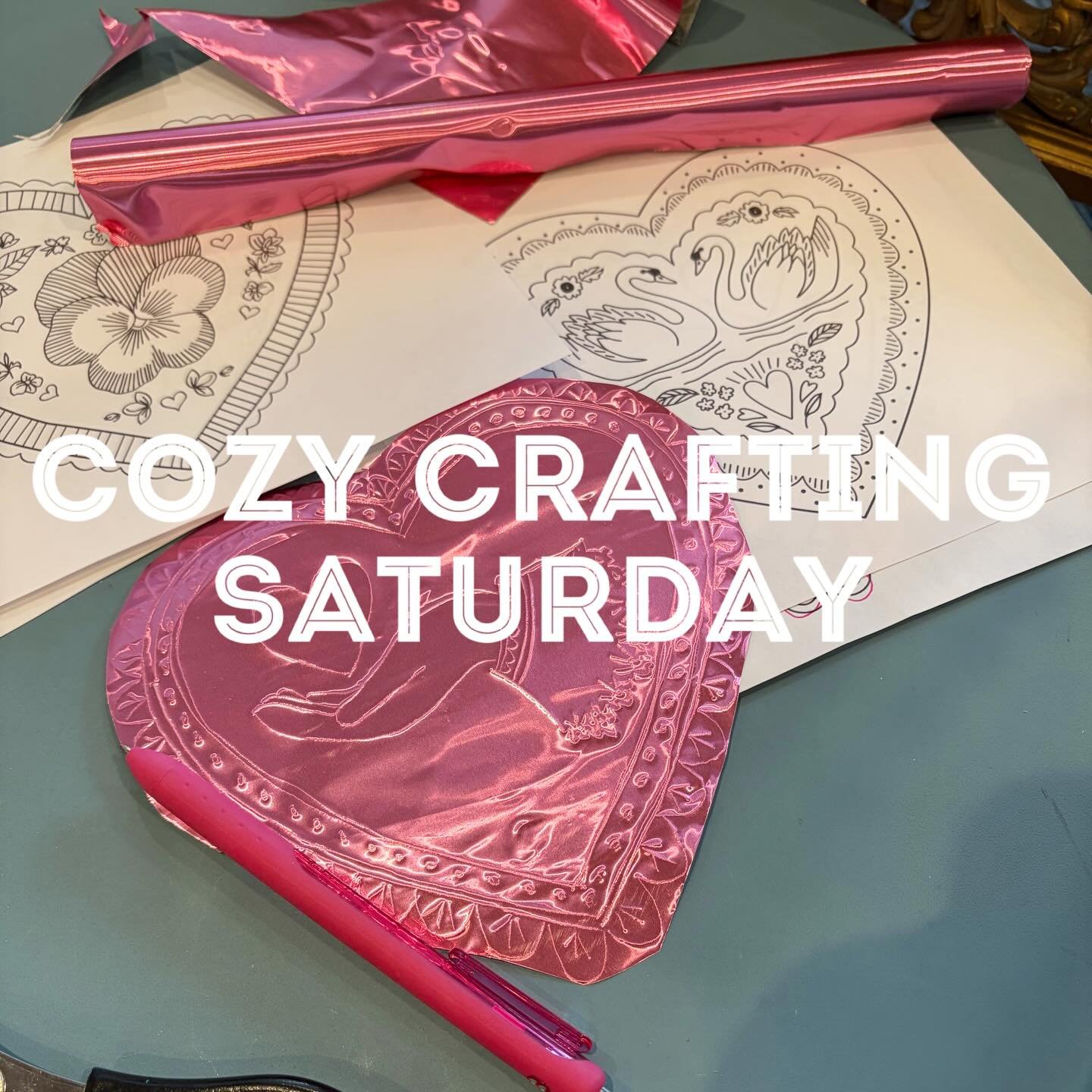 Brave the cold and come get cozy with us at the shop tomorrow. We are hosting a free drop-in crafting day, making tin embossed hearts 💕 We will have templates available or you can create your own. Come gather with your community and make something. 