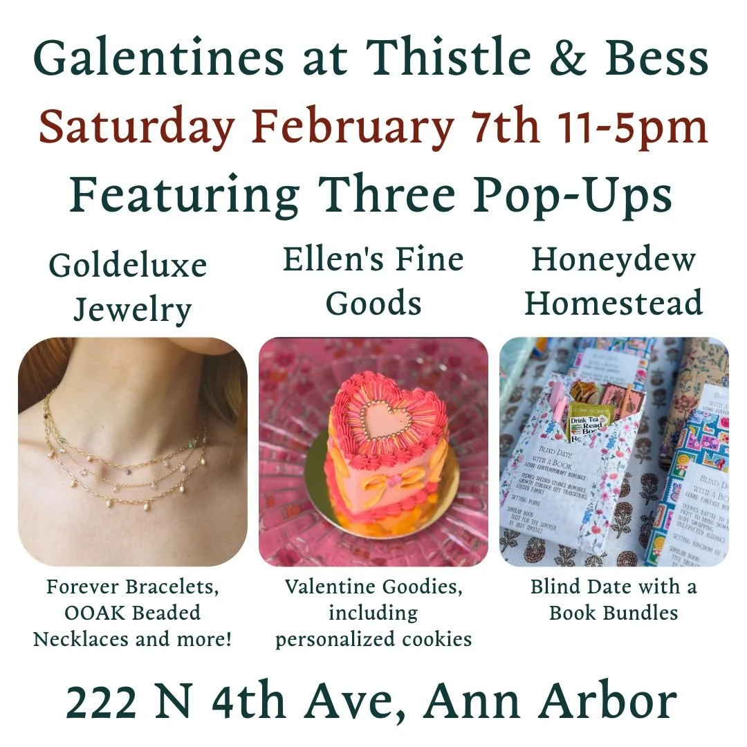 This Saturday, 2/7! Join us for a lovely Galentine celebration 💝 @goldeluxejewelry will be at the shop with so many offerings. Forever Bracelets, OOAK Beaded Necklaces and materials to make Imprint Pendants, where you capture your loved ones print i