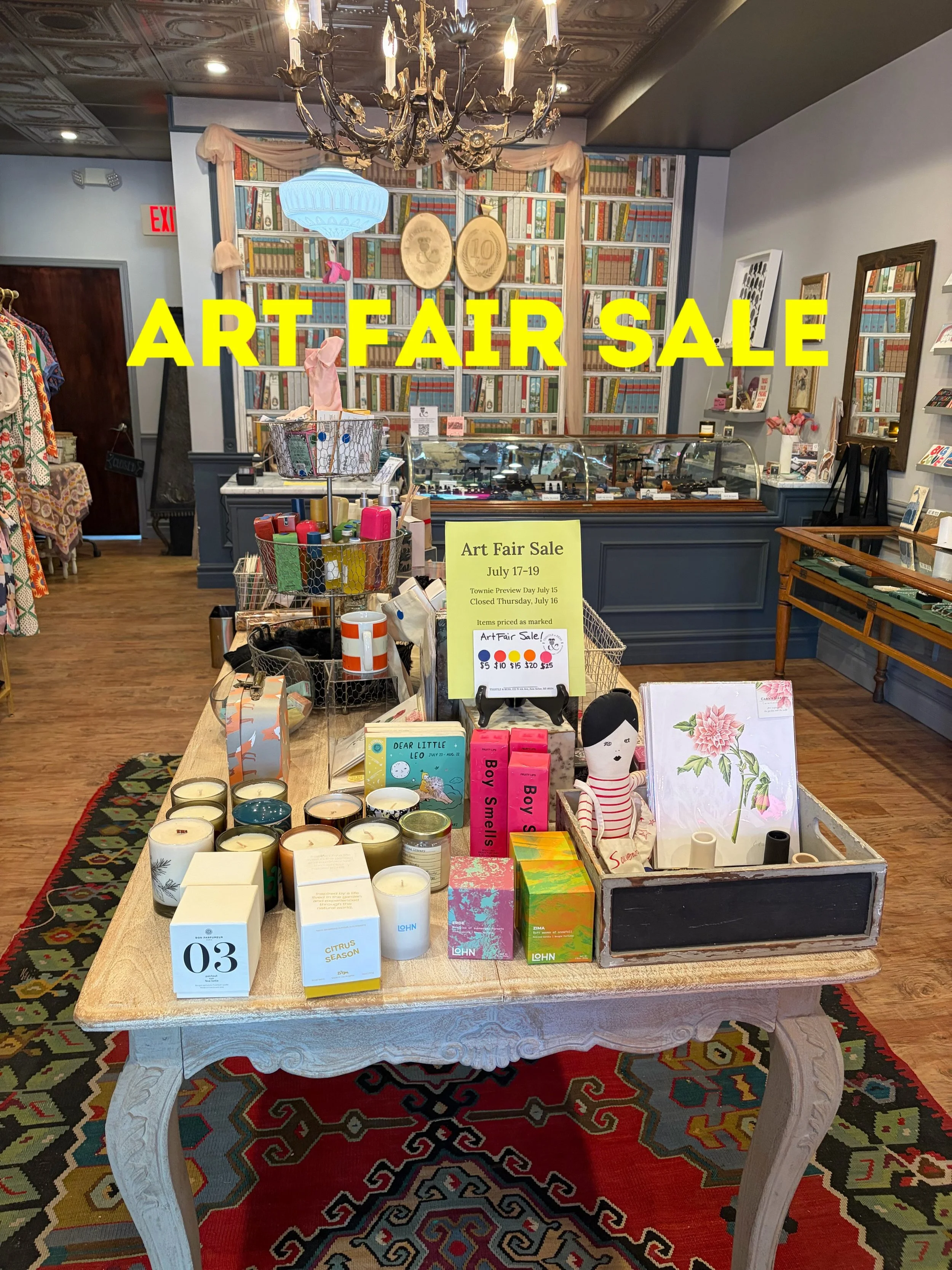 Love it or hate it, it is Art Fair time in Ann Arbor! We are hosting a sale to celebrate and there are some DEEP CUTS. Everything included in the sale is marked from $2-$25. Come take a peek and get some steals. Sorry, this sale is in store only.

Th