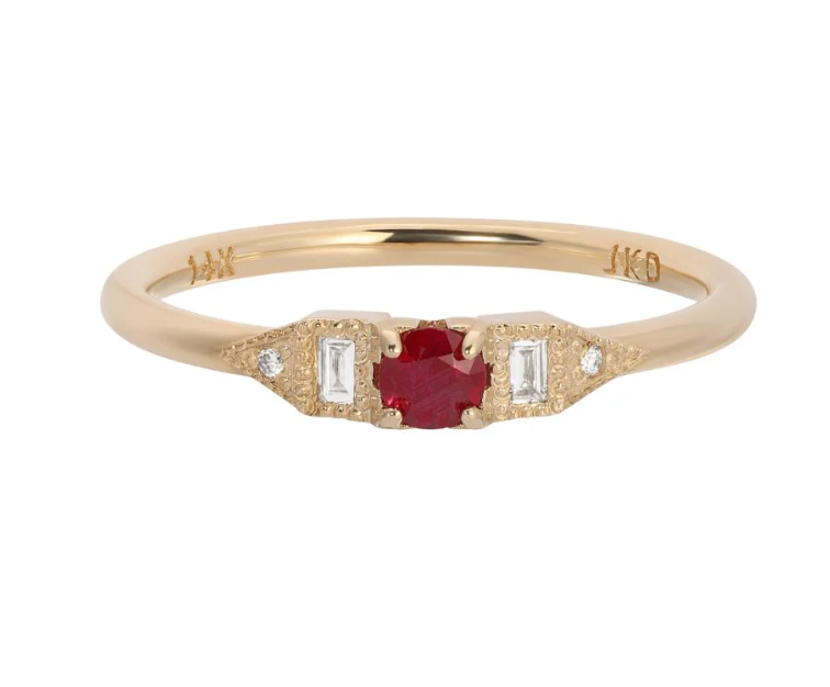 Ruby Petite Deco Era Ring