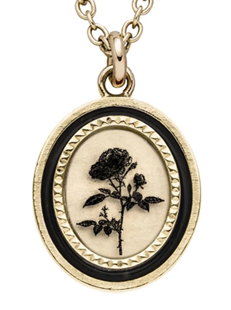 Oval Enamel Pendant - Rose