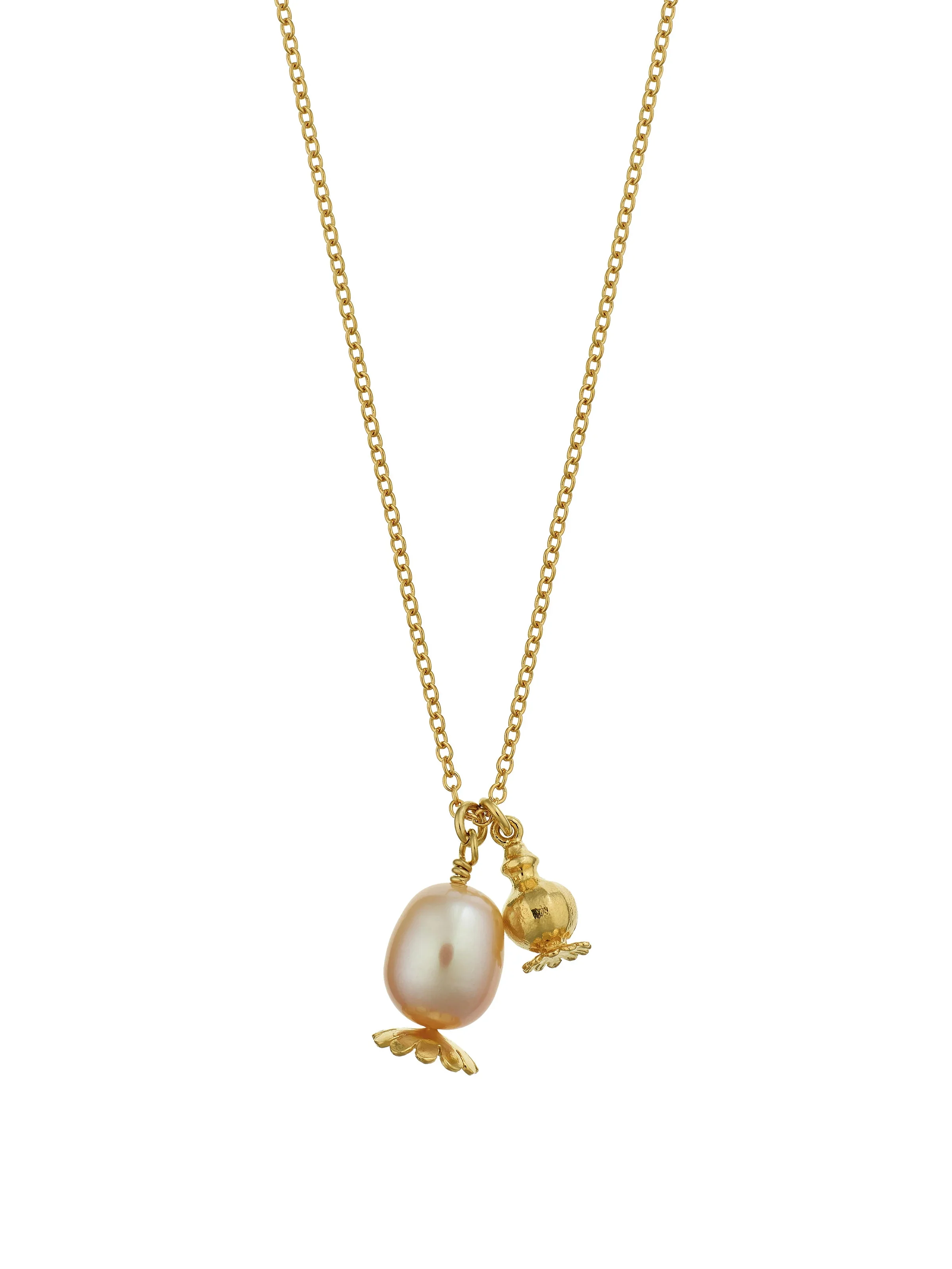 Double Poppy Seed Head Charm Necklace