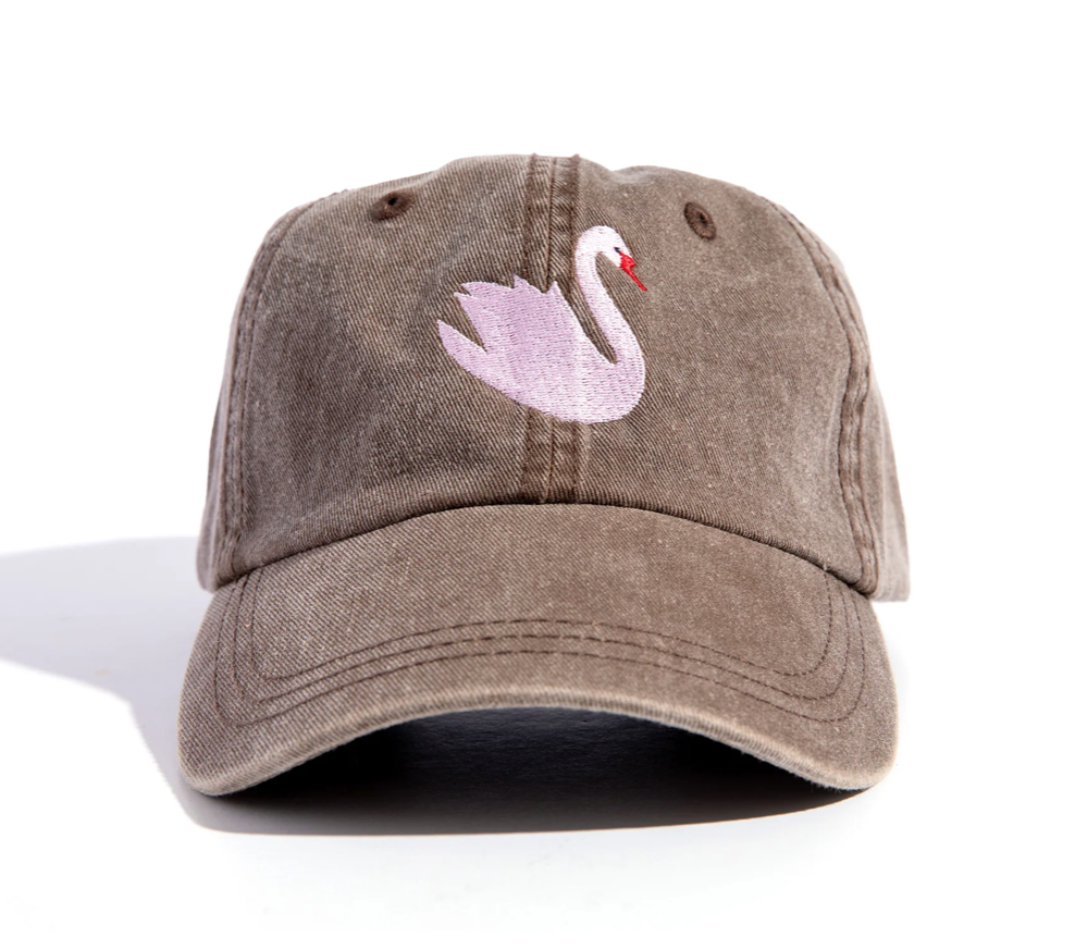 Pink Swan Embroidered Baseball Cap
