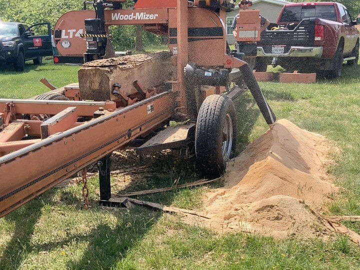 A huge thank you to @uvasawmilling who stayed long after the career fair was over to keep milling logs into an amazing stack of lumber for us to use for building projects over the next year.  We are so grateful for their partnership!  @cvilleschools 