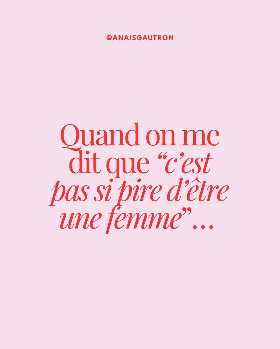 &Ccedil;a va c&rsquo;est pas si dur d&rsquo;&ecirc;tre une femme 😮&zwj;💨

On minimise la douleur, on ram&egrave;ne les femmes &agrave; un ut&eacute;rus / usine &agrave; b&eacute;b&eacute;, on demande l&rsquo;aval de &ldquo;Monsieur&rdquo;, on brand
