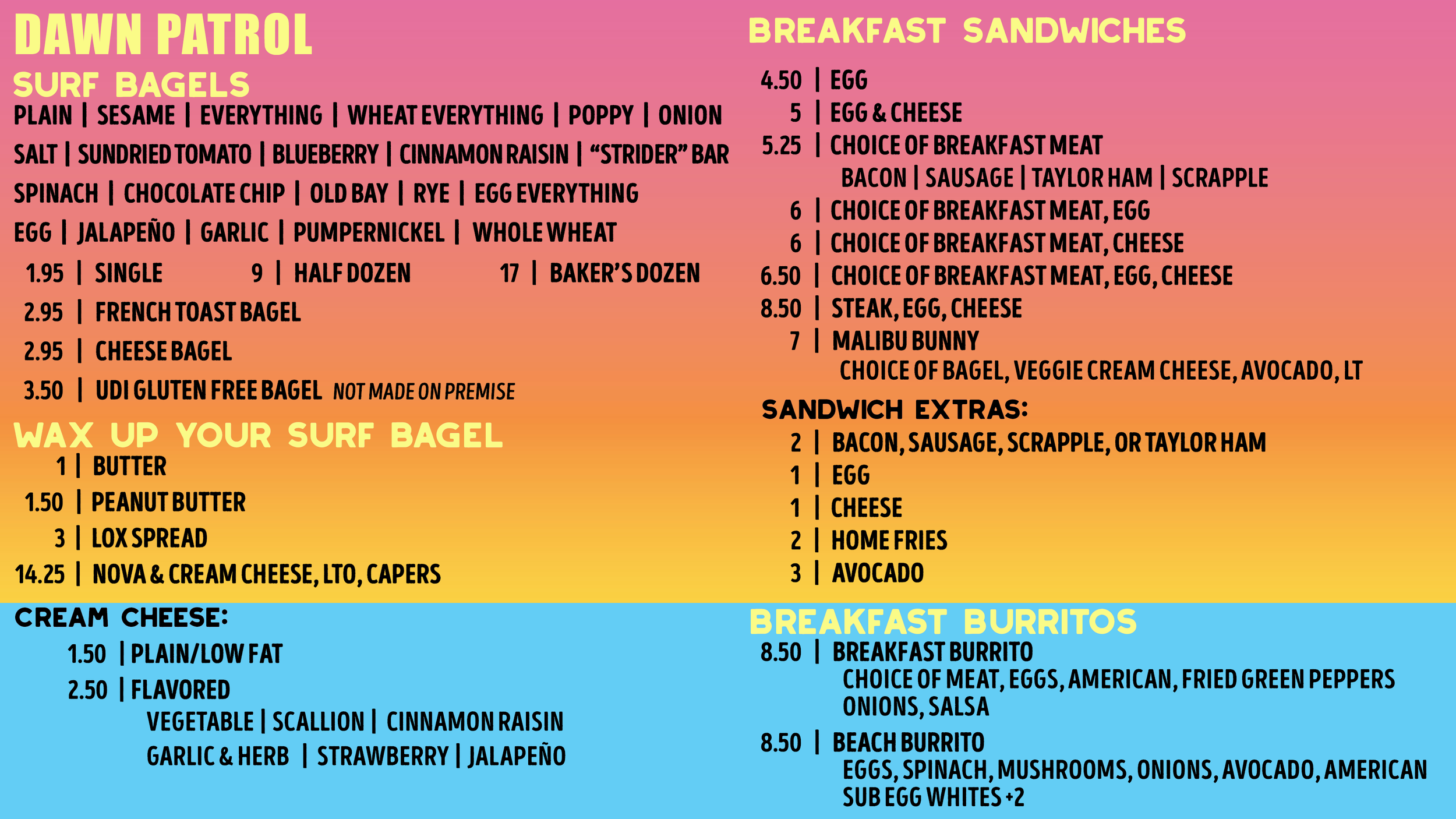 Our Menu Surf Bagel Bagels, Sandwiches, Smoothies & More