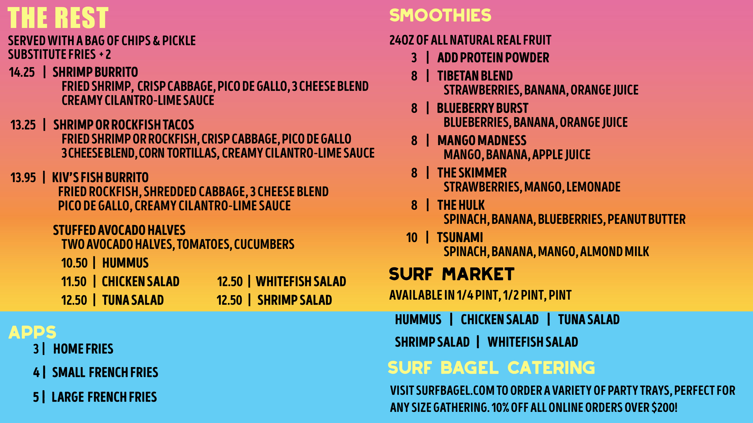 Our Menu Surf Bagel Bagels, Sandwiches, Smoothies & More