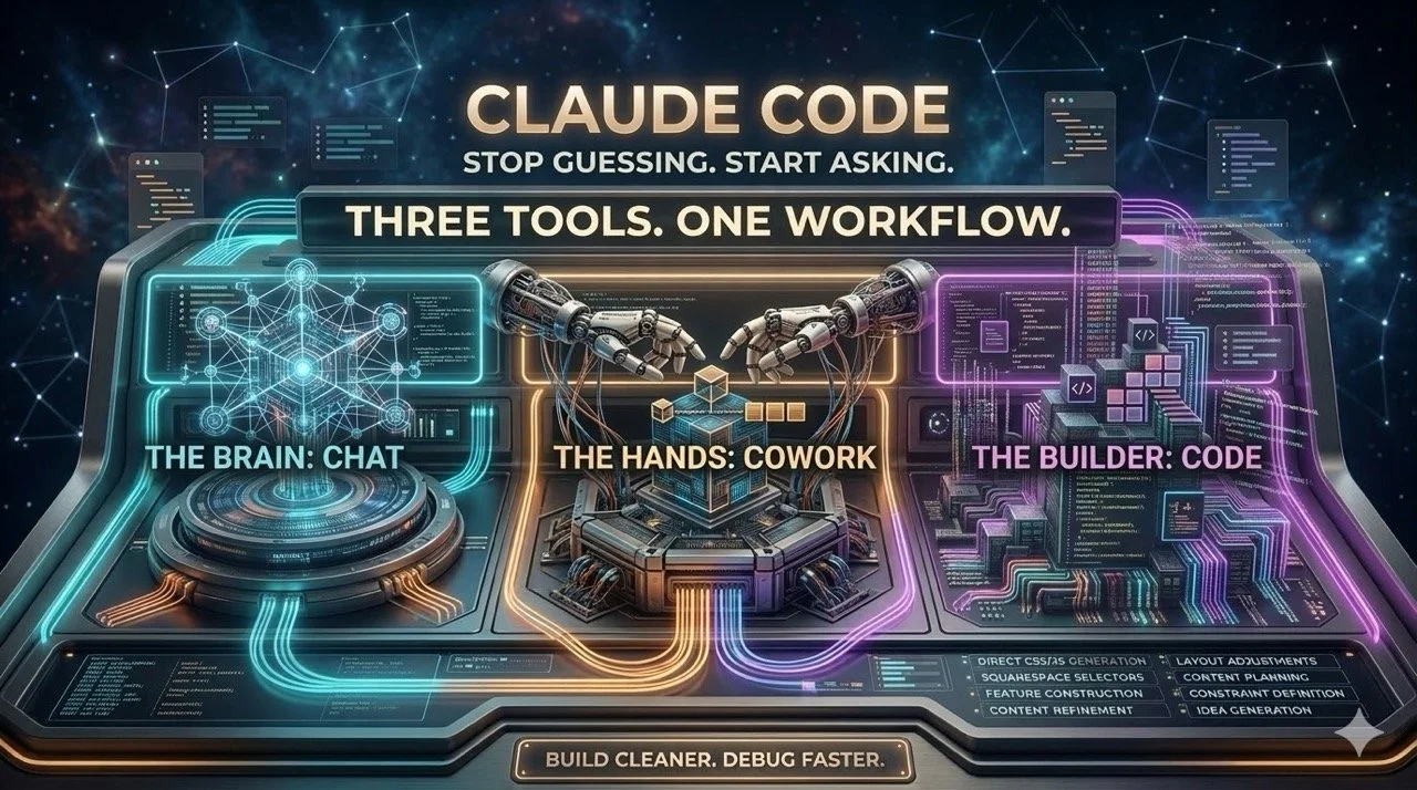 Claude Chat vs Cowork vs Code: Which One Should Squarespace Designers Use?
