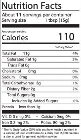 Nutrition facts for Vegan Chili Oil 素川味紅油