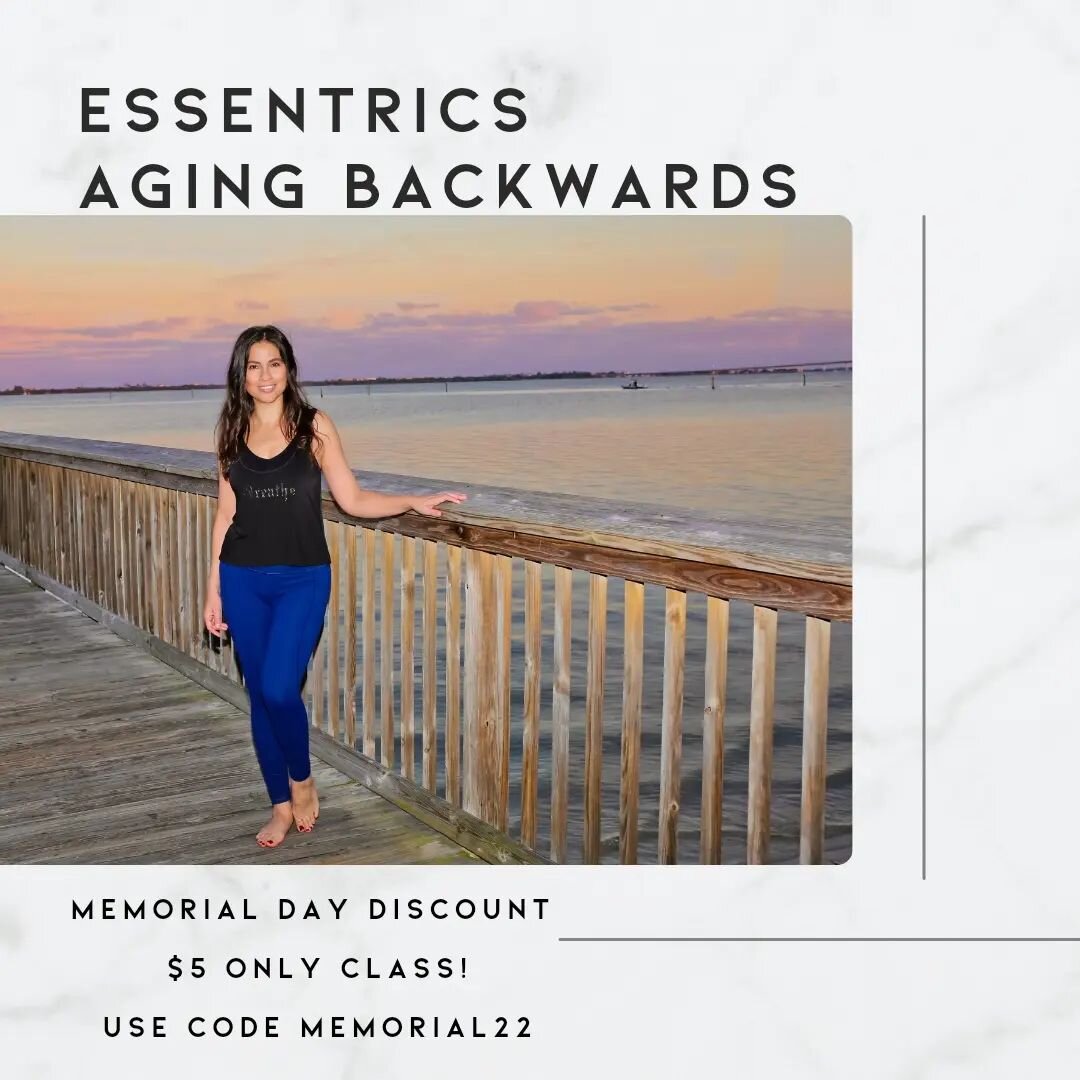 Memorial Day Sale!

Join me for ESSENTRICS&reg; Aging Backwards on Monday May 30 at 12 est for only $5!

Essentrics is an age reversing workout that will restore movement in your joints, flexibility in your muscles, relieve pain, and stimulate your c