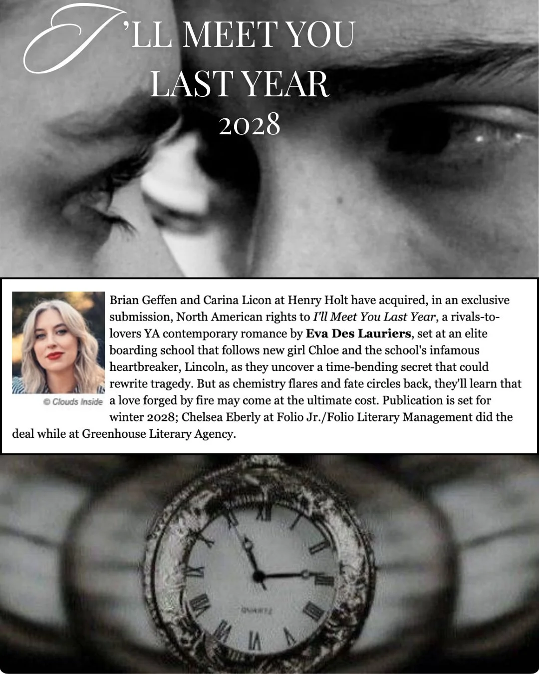 🕰️🔥Who&rsquo;s ready to cry?!? 🔥🕰️

I&rsquo;m BEYOND excited to announce my third novel, I&rsquo;LL MEET YOU LAST YEAR!!! 

And yes, you read that right: not only are we going to boarding school, we&rsquo;re adding a sprinkling of speculative! Th