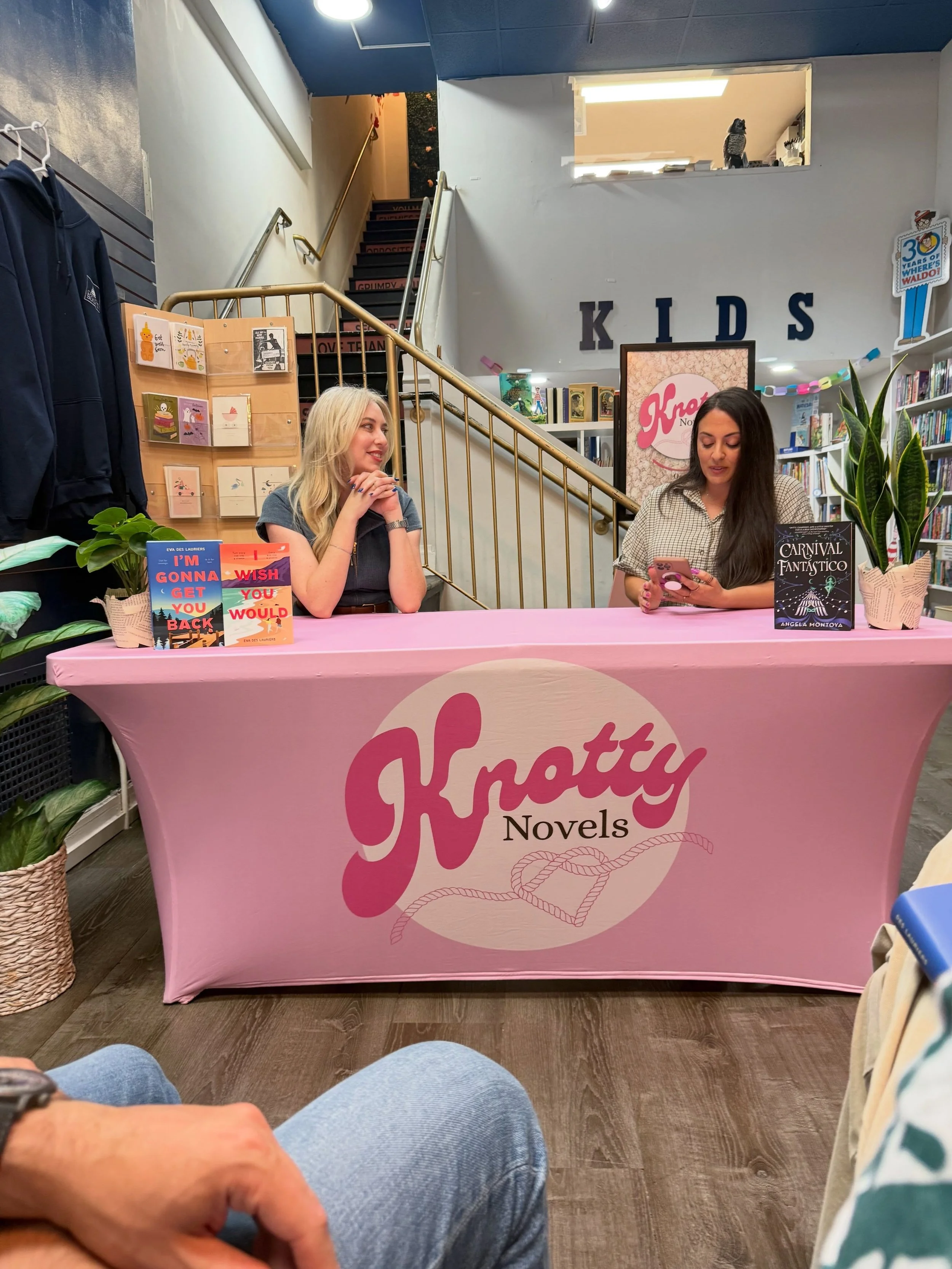 Loving gazes: a series. Me to the amazing  @angelamontoya_author. Me to my bff @tleeanderson. Me and Angela to my books. Maggie Moo to me. Love really is in the air at @knottynovels! Along with a great event, rich conversation and another chance to t