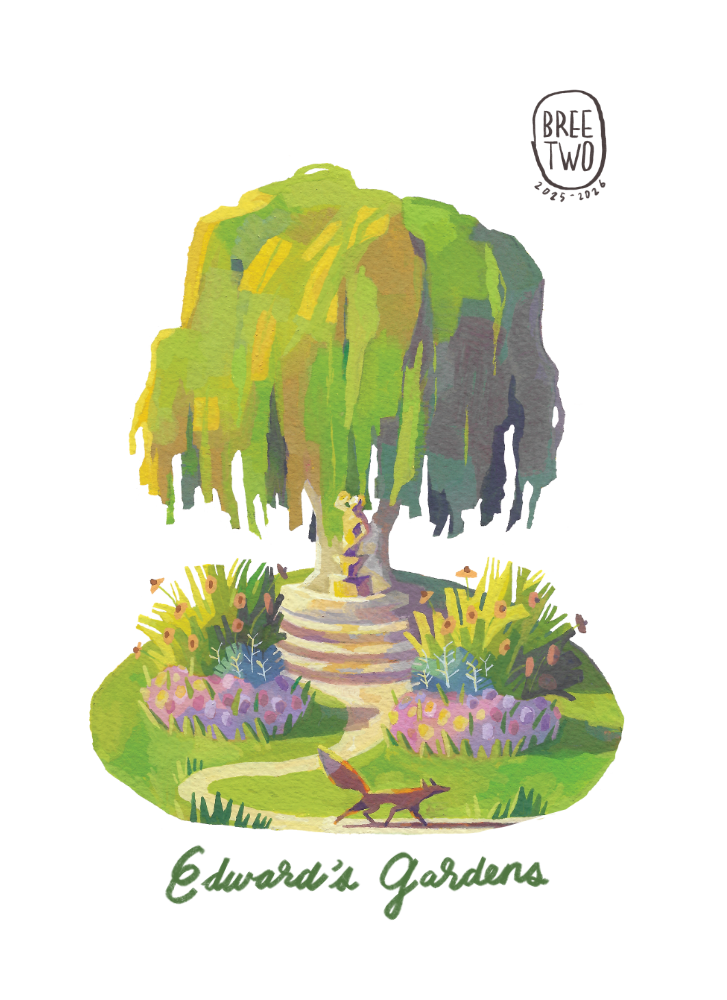 Toronto Themed Sticker: Edward's Garden, Gouache, 2026