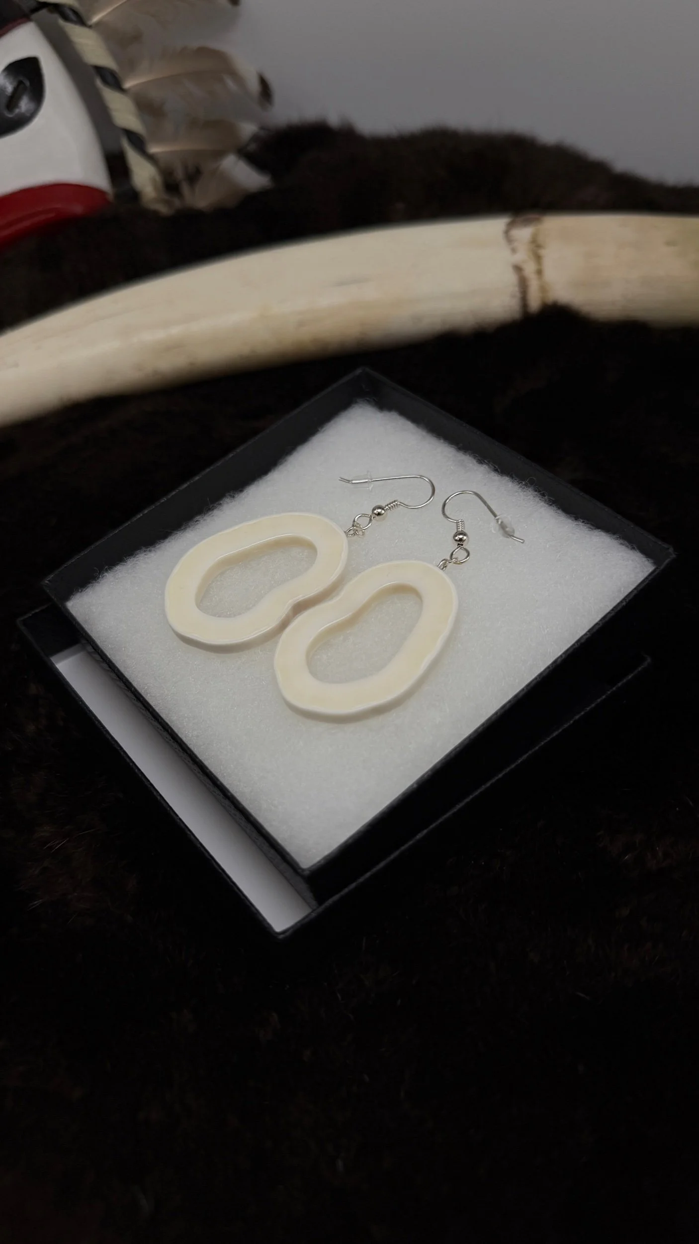 Small walrus ivory hoops
