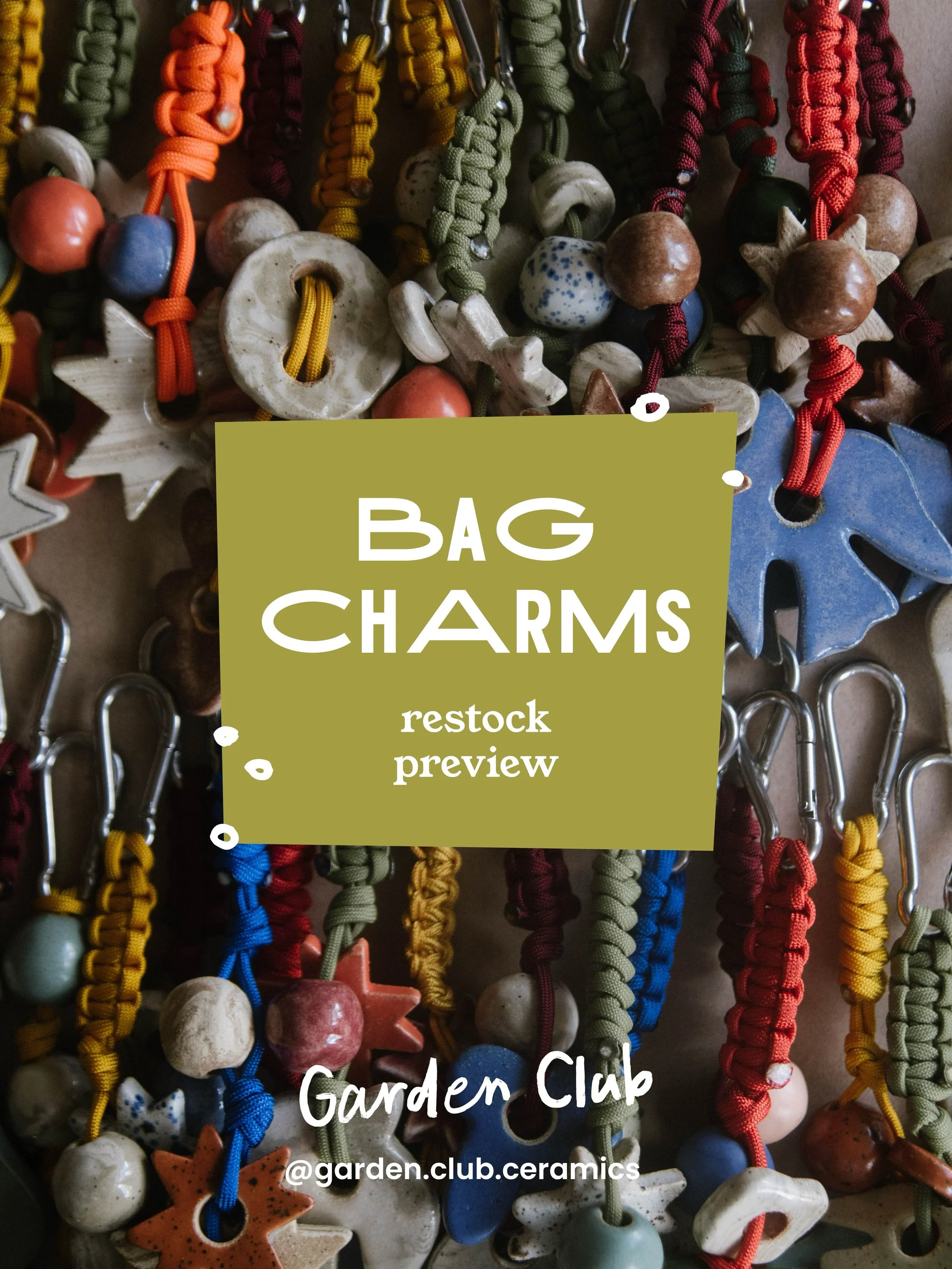 Bag Charm restock is TODAY!!! 

Here&rsquo;s a preview of the charms (they&rsquo;ll have the same number on the site), and the important info you need before the shop opens at 4:00 pm pacific time (3:45 if you&rsquo;re already subscribed to my newsle