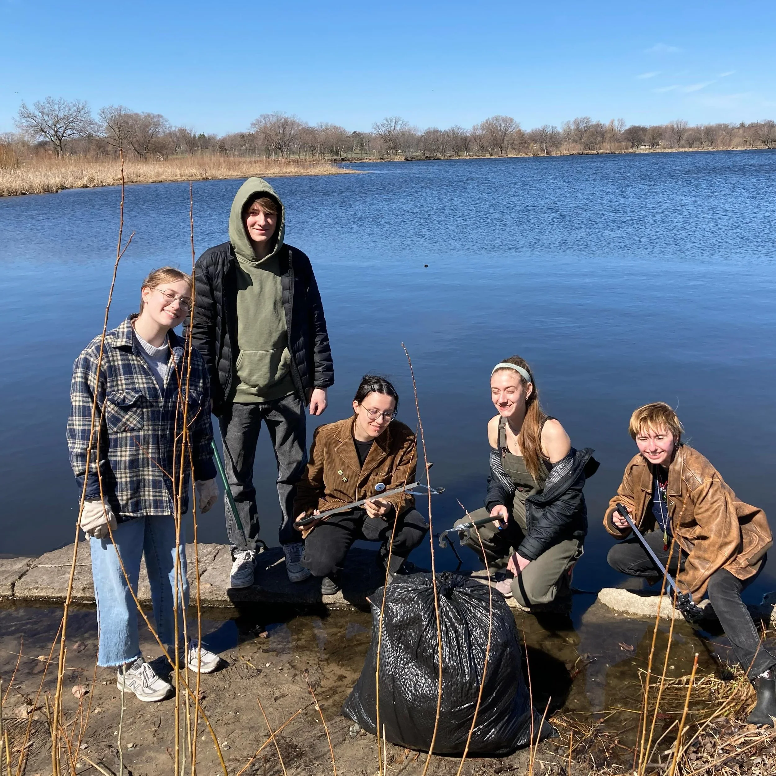 Friends of Lake Hiawatha Bde Psin. Lake trash bag 589. 4/6/2024. Genevieve, Ian, Natasha, Perry, Jazper. Not seen Nicole, Sean, Lindel, Noah.