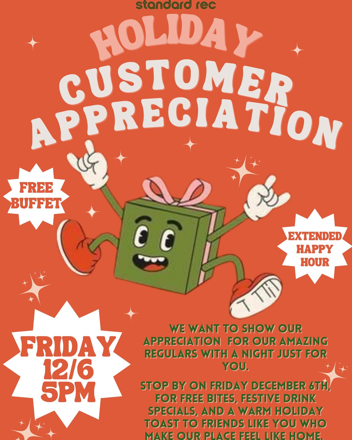 We want to THANK our loyal customers and celebrate our regulars THIS FRIDAY! Free buffet from 5-7pm with extended happy hour! We appreciate your continued support over the years and cannot wait to celebrate the holidays with you 🤩🫶🏻