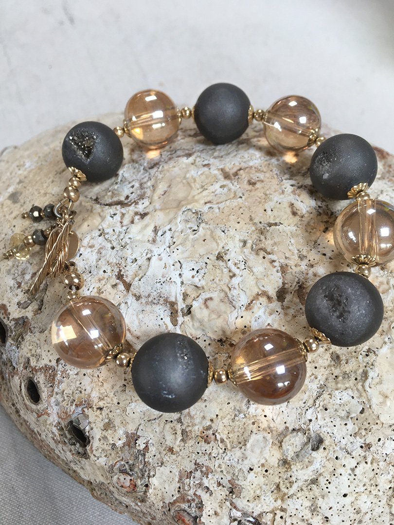 Beige Taupe Drusy Bracelet 5.jpeg
