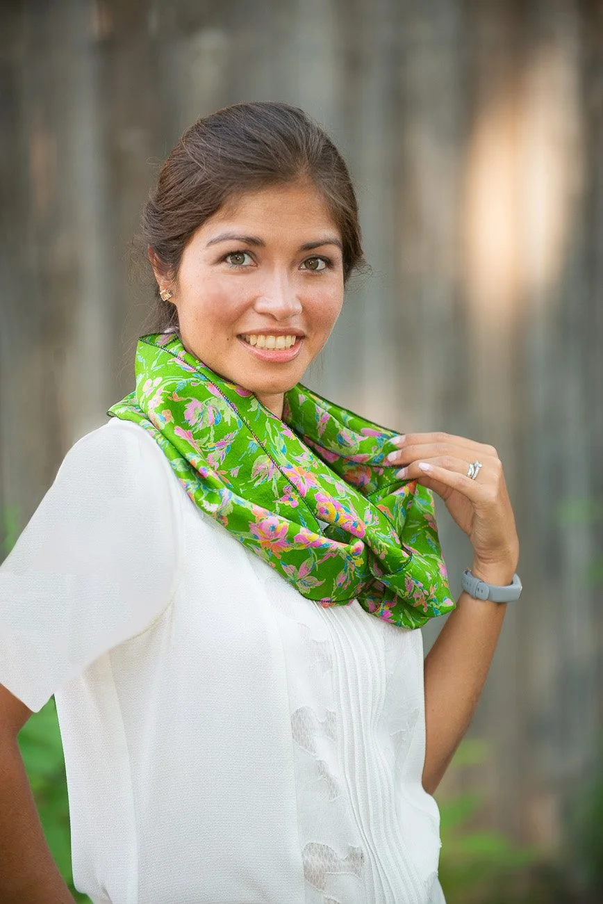 106 GREEN & PINK SILK SCARF — Lalasilk