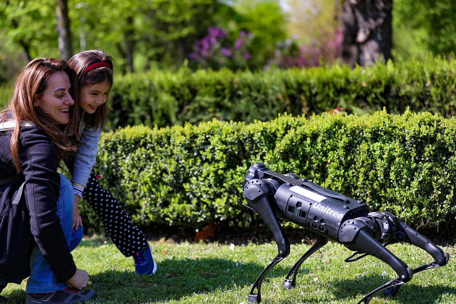 Futuristic quadruped robot , showcasing advanced robotics used in agriculture, industry, and public safety.
