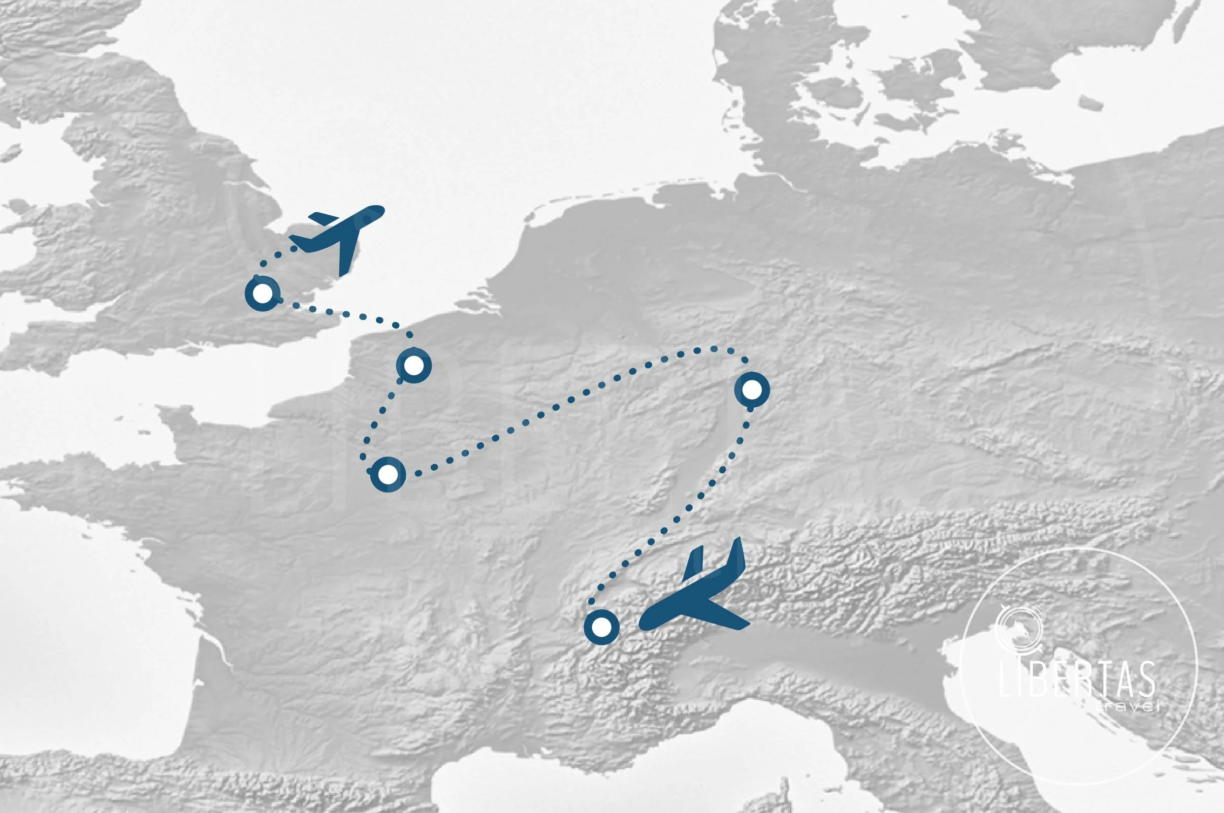 Europe STEAM group tour map flight path travel route
