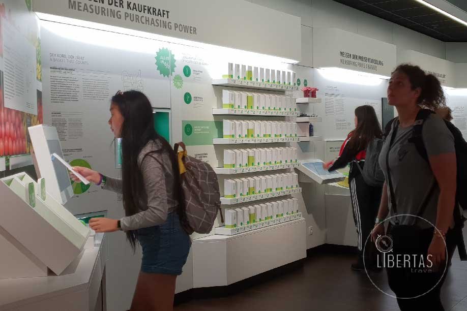Students interacting with the exhibits at the Money Museum