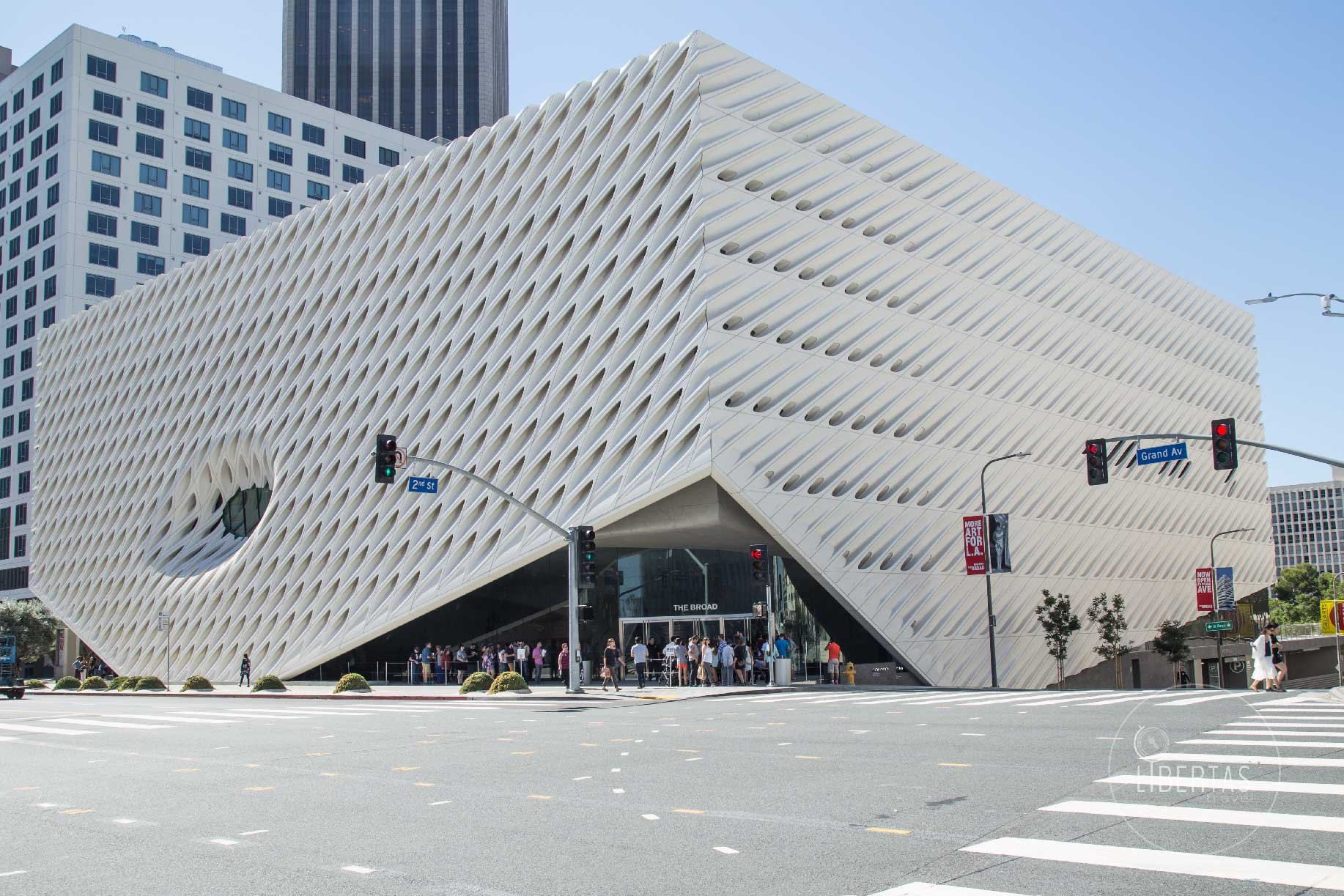 The Broad contemporary art museum on Grand Avenue in Downtown Los Angeles