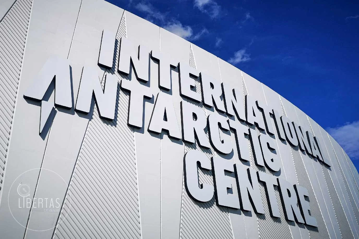The International Antarctic Centre sign at the front of the building in Christchurch New Zealand