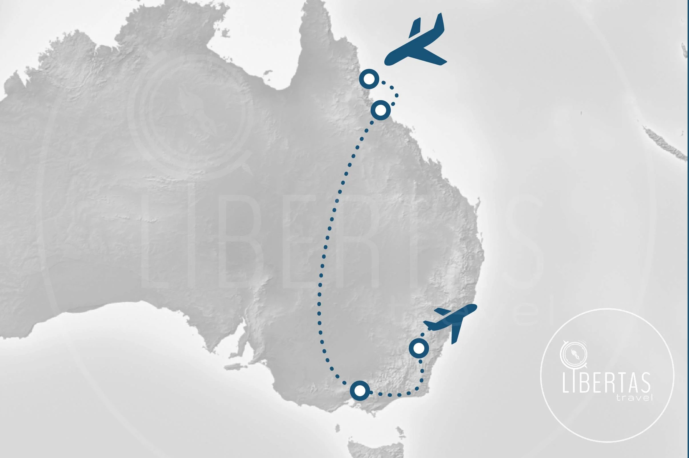 Australia STEAM group tour map flight path travel route