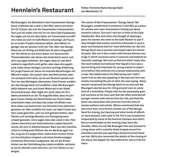  Hennlein's Restaurant (formerly The George Sand) (text), Cologne, 2006 