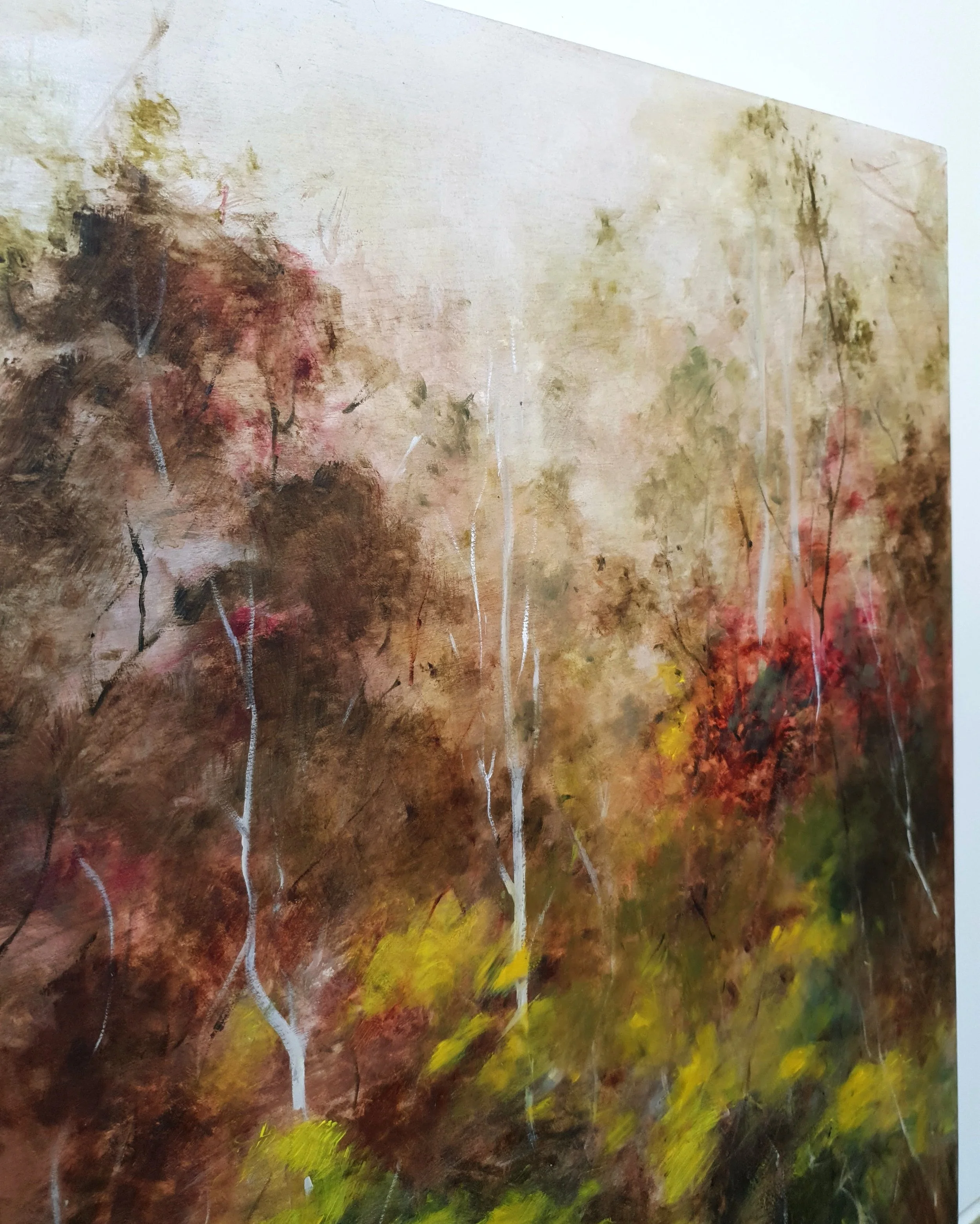 yellow wattle Australian landscape oil painting Victoria Pynt