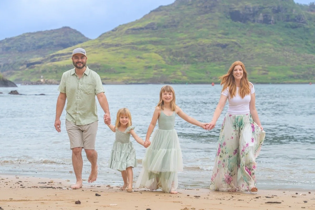 Family Photo Session at Kalapaki Beach during a Kauai cruise port day