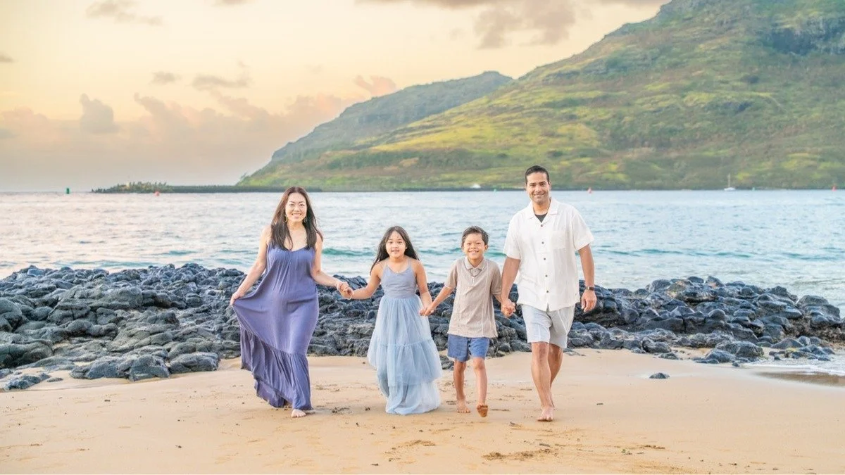 Sunset Family Photo Session on Kauai during a cruise stop