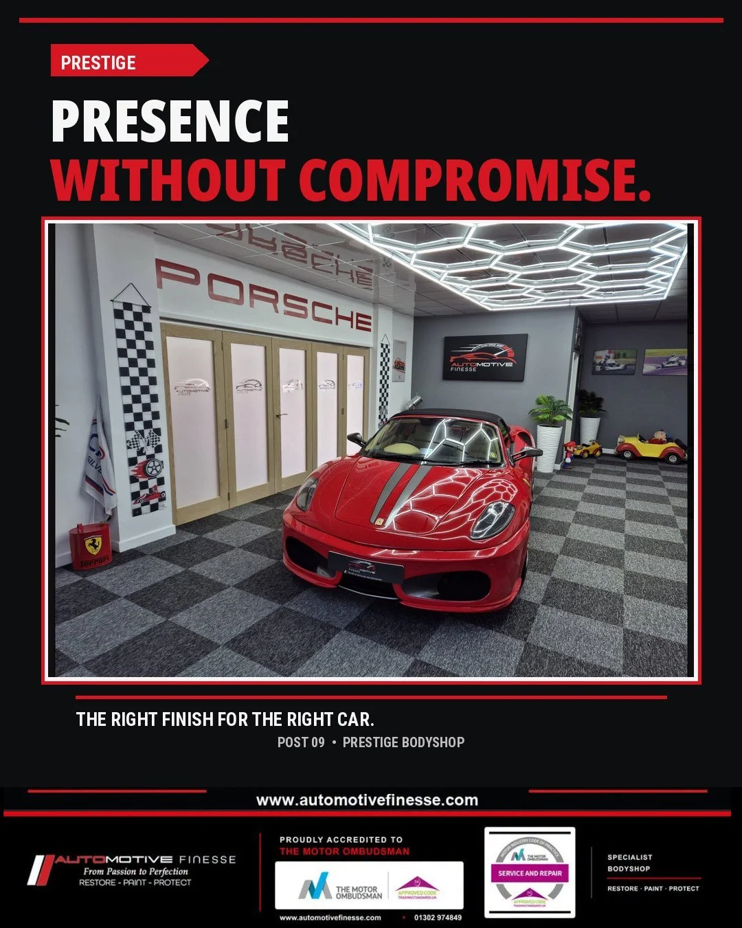 Some cars have presence before the engine even starts.
When bodywork or paint needs attention, the repair needs to respect the quality of the car around it.

Automotive Finesse provides specialist body repairs, paintwork and refinishing from its Donc