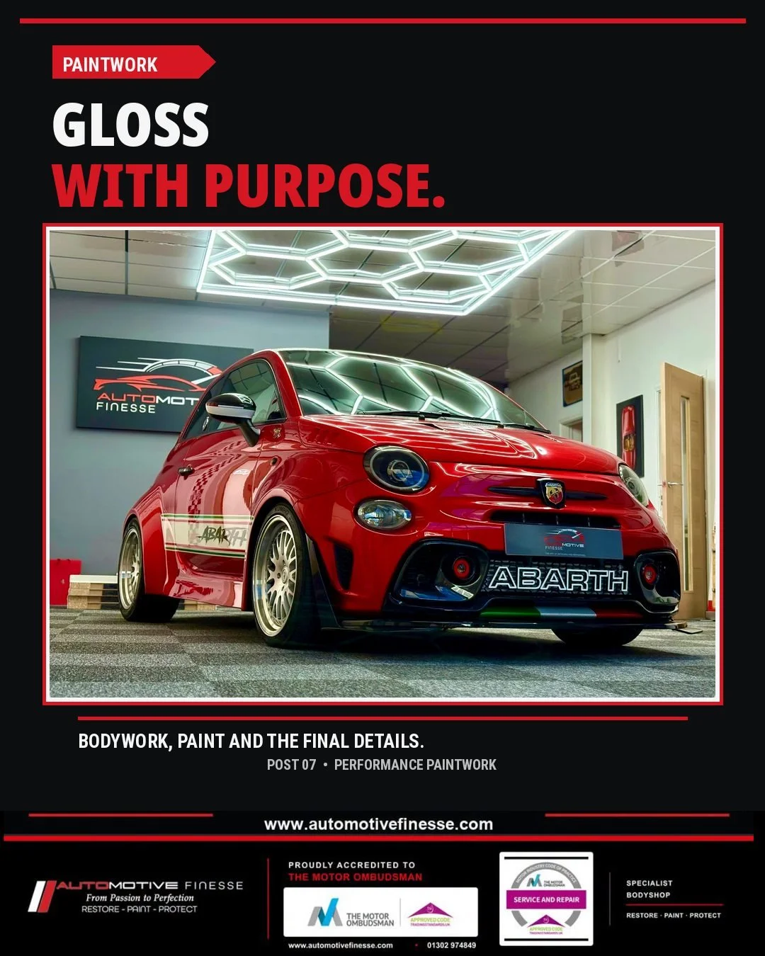 Great paintwork is about far more than making a car shiny.
Preparation, repair, colour, clarity and the final finish all play their part.

Automotive Finesse specialises in bodywork and refinishing for cars where getting the details right matters.
Is