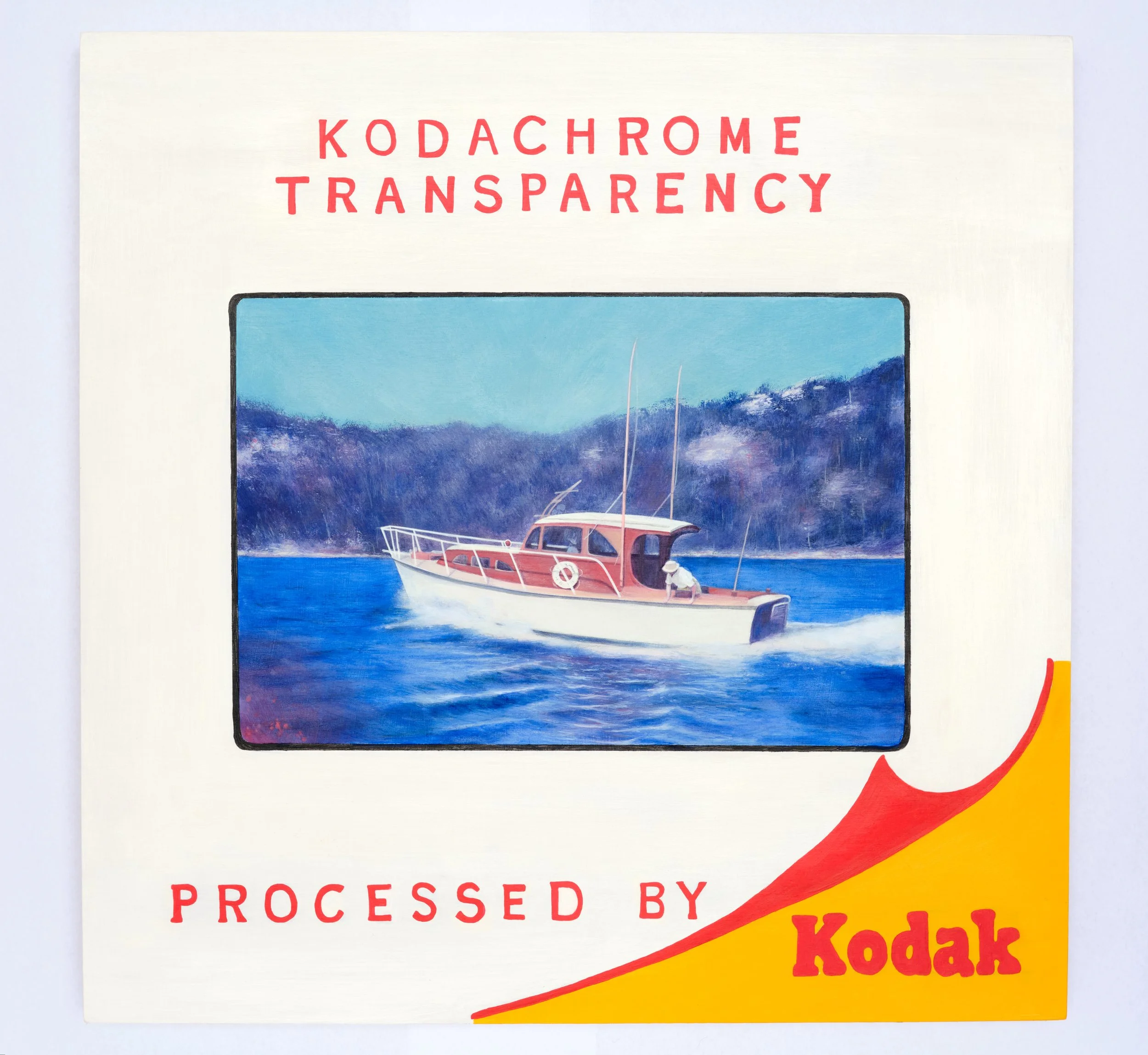 Pop on the Pittwater - Acrylic on wood, 40cm x 40cm, 2025. 