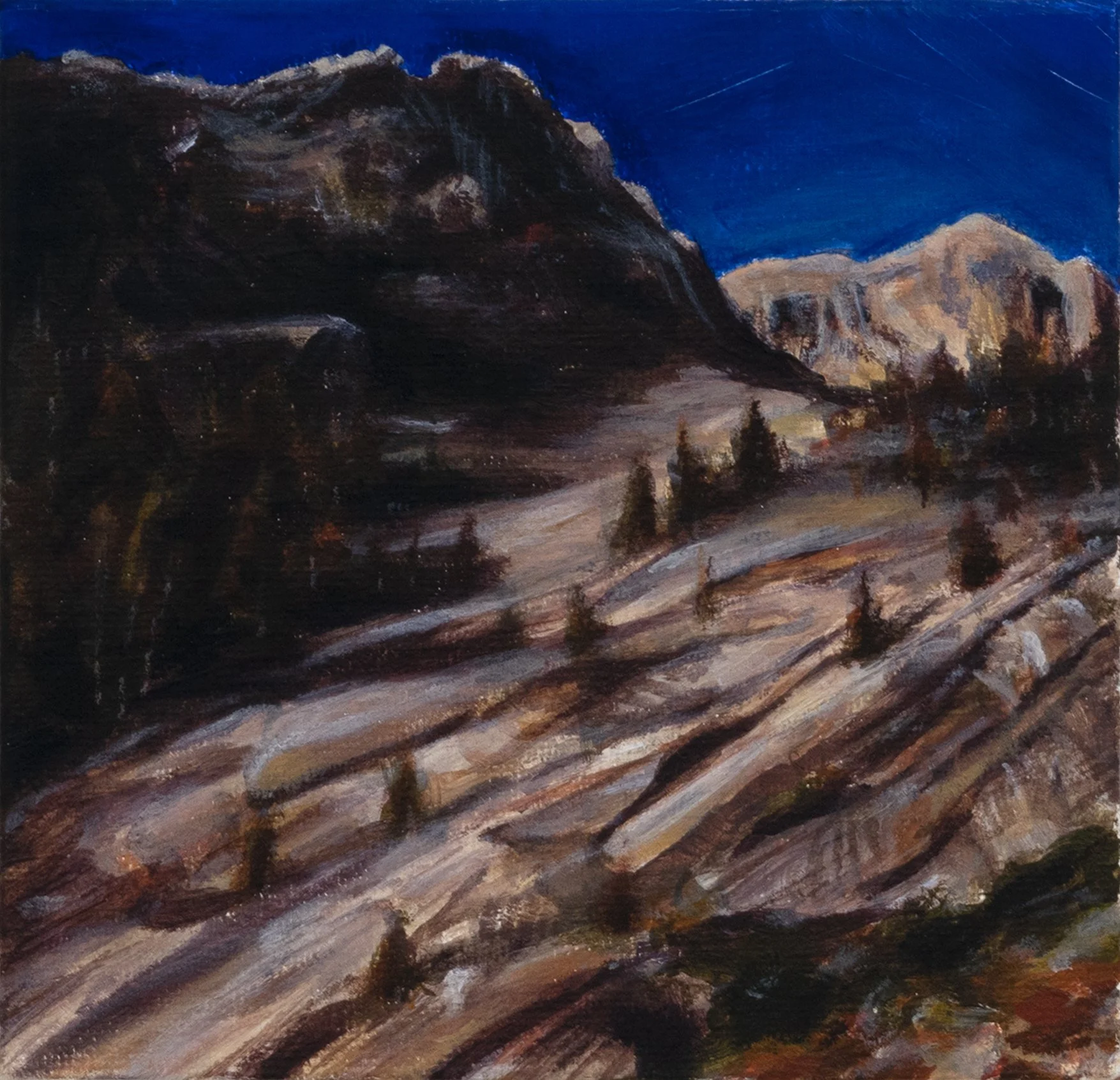 Granite peaks, ultramarine - Acrylic on canvas, 12.5cm x 12.5cm, 2021.