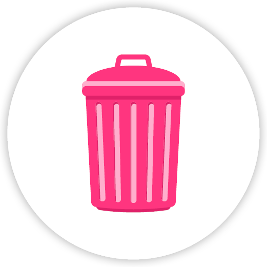 illustration of a hot pink trash can with covered lid