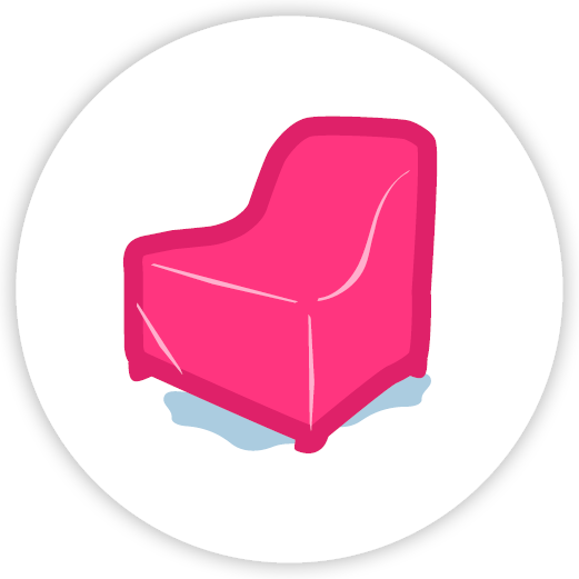illustration of a hot pink outdoor furniture cover that could hold water