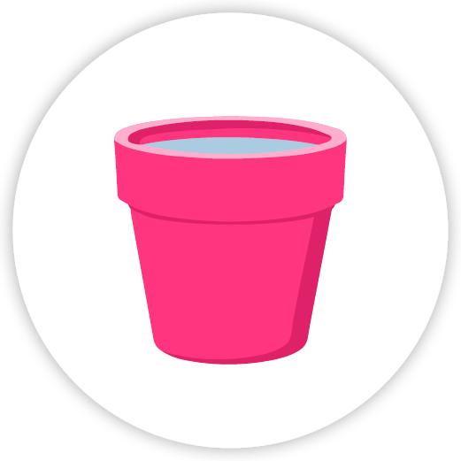 illustration of a hot pink planter holding water