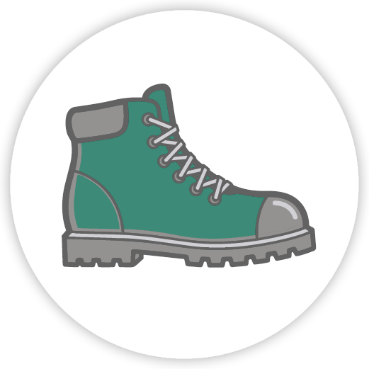 Illustration of a green hiking boot