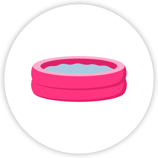 illustration of a hot pink kiddie pool holding water