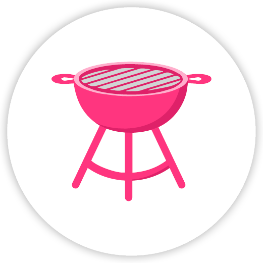 illustration of a hot pink uncovered grill