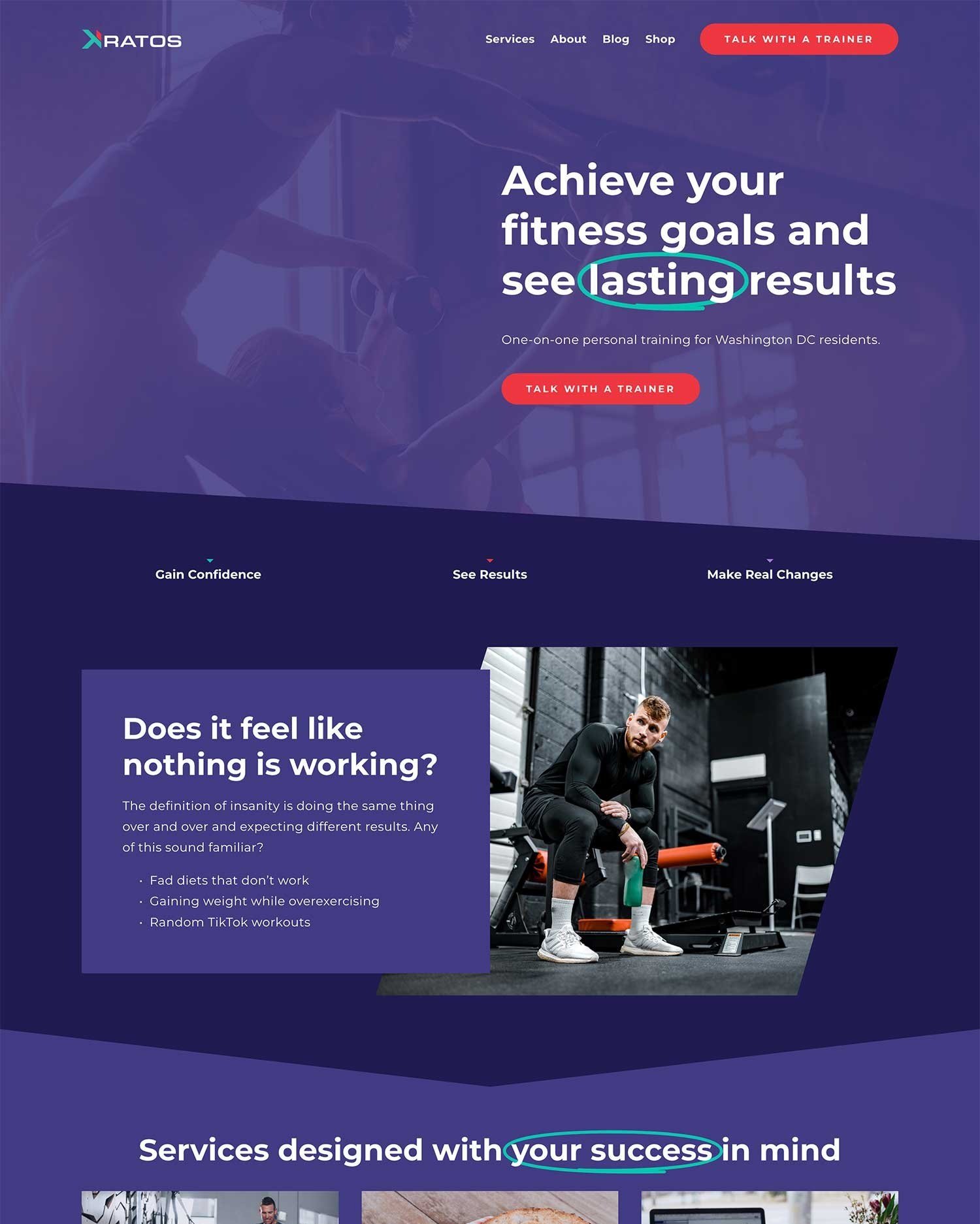 Kratos is a bold StoryBranded template designed for individuals in the fitness industry