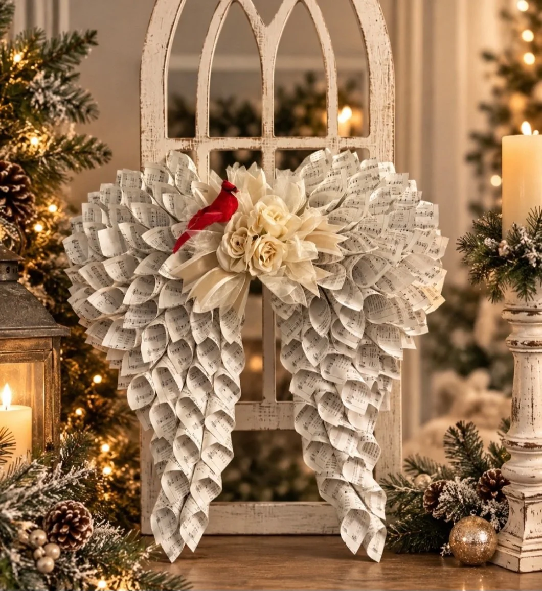 Angel Wings (24"x 24") with one cardinal Bird