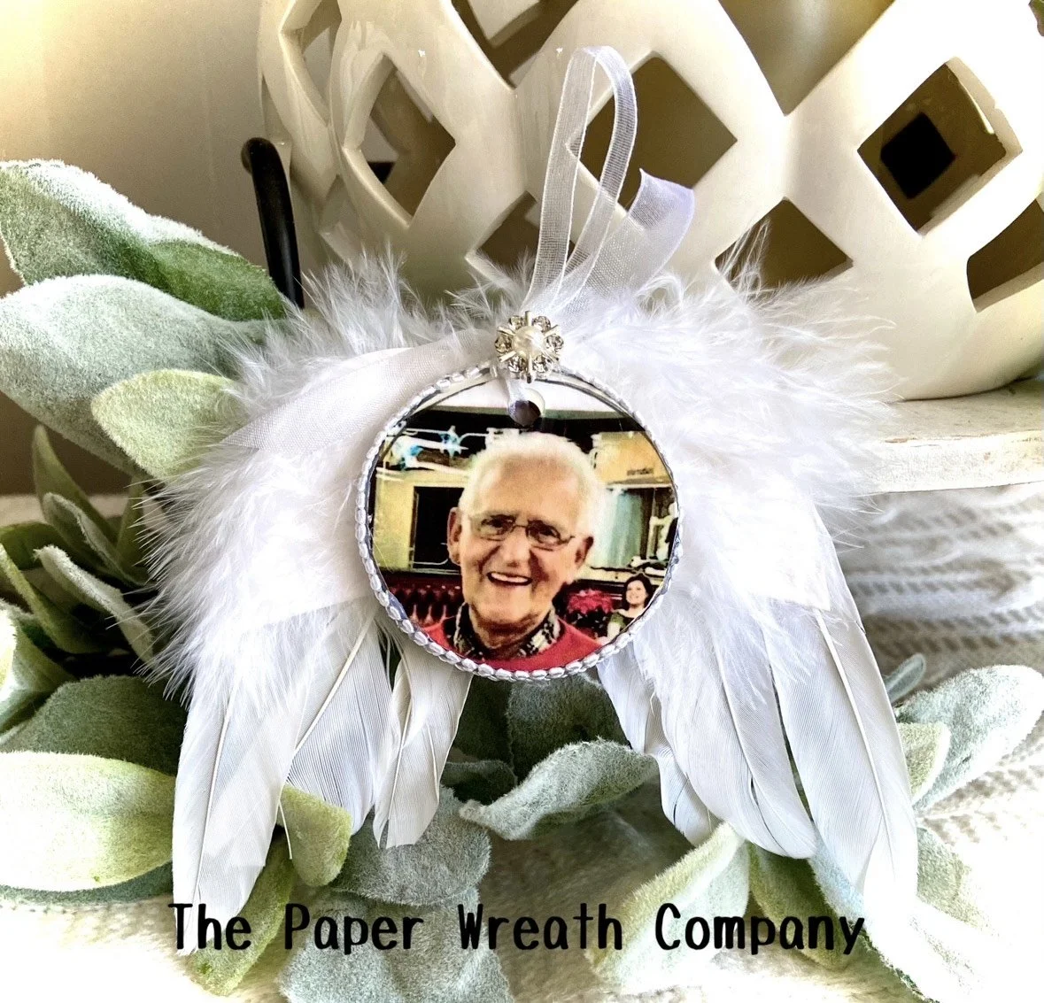 Personalized Photo Angel Wing Ornament