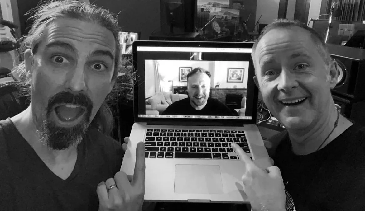 Bear McCreary and Billy Boyd in the studio working on Exiles, featuring Griogair, for The Singularity.