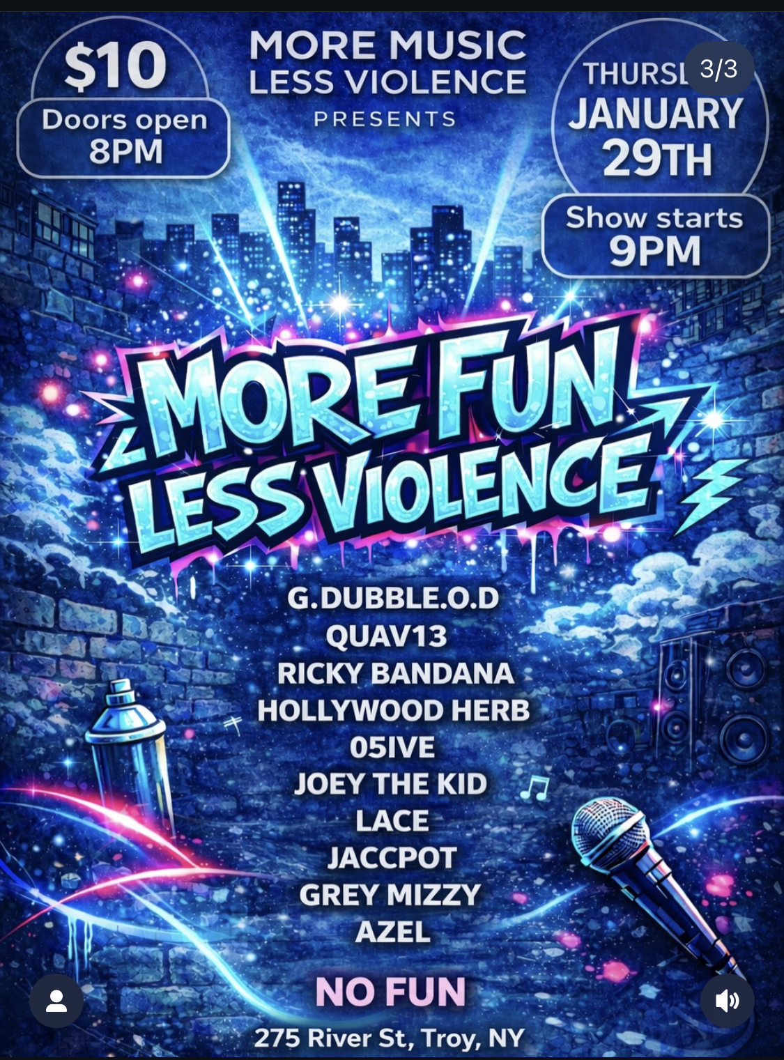 More Fun Less Violence w/ DJ HOLLY8W / DJ LOWKEE / G.DUBBLE.O.D / QUAV13 / RICKY BANDANA / HOLLYWOOD HERB / 05IVE / JOEY THE KID / LACE / JACCPOT / GREY MIZZY / AZEL