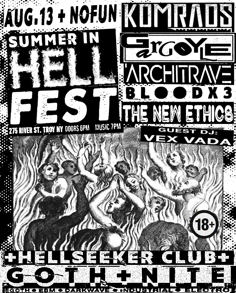 Hellseeker: SUMMER IN HELL FEST w/ Komrads / Gargoyle / Architrave / Bloodx3 / The New Ethics / DJ Vex Vada (Ages 18+)