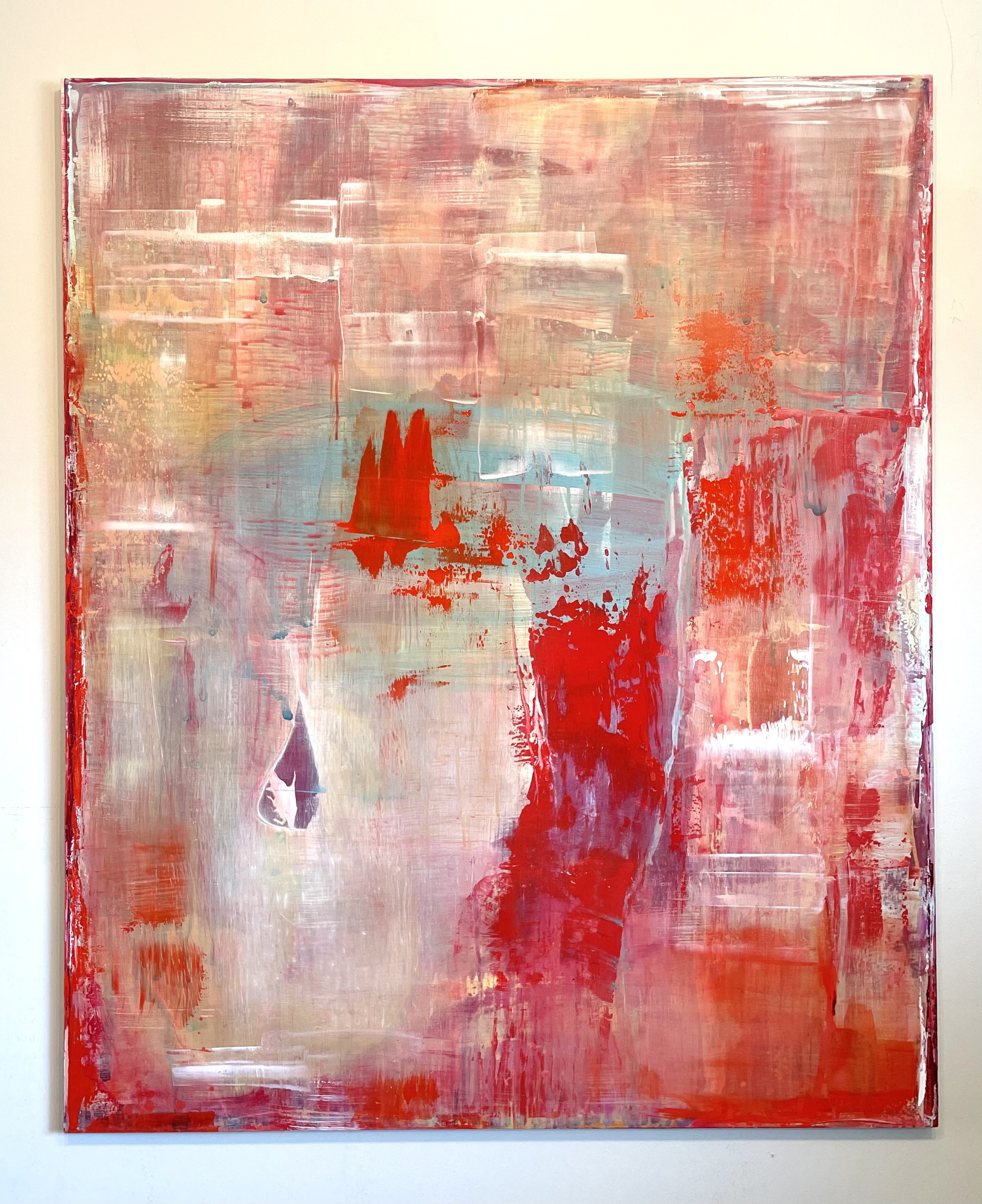 Maritime Volcano Tourism - Acrylic + oil + pencil on panel, 48x58 in. - $1250